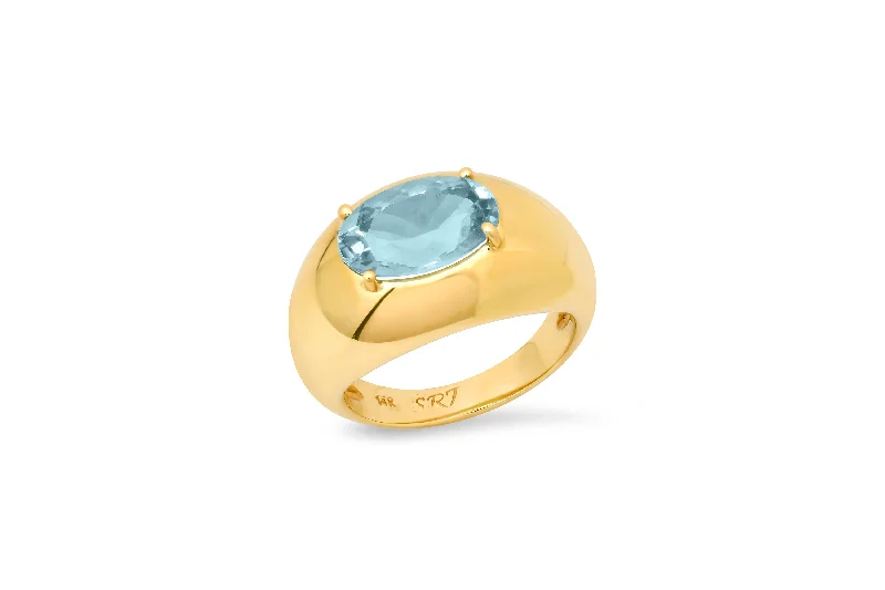 Flash Sale On Stunning Jewelry – Don't Miss Out Oval Aquamarine Domed Ring