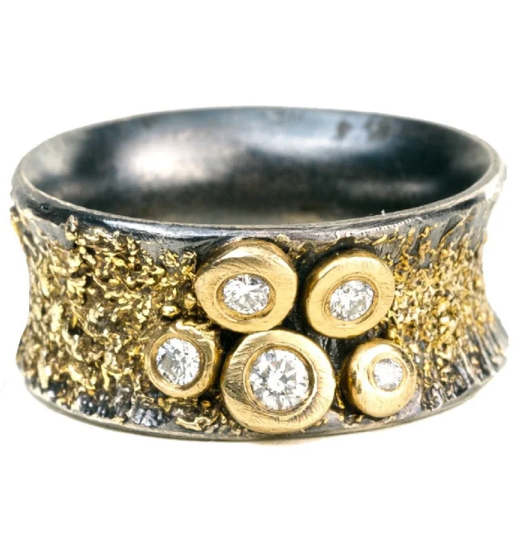 Affordable Glamour – Must-Have Jewelry At Special Rates Aspen Bauble Ring - 22k/18k gold, Oxidized Silver + Reclaimed Diamonds