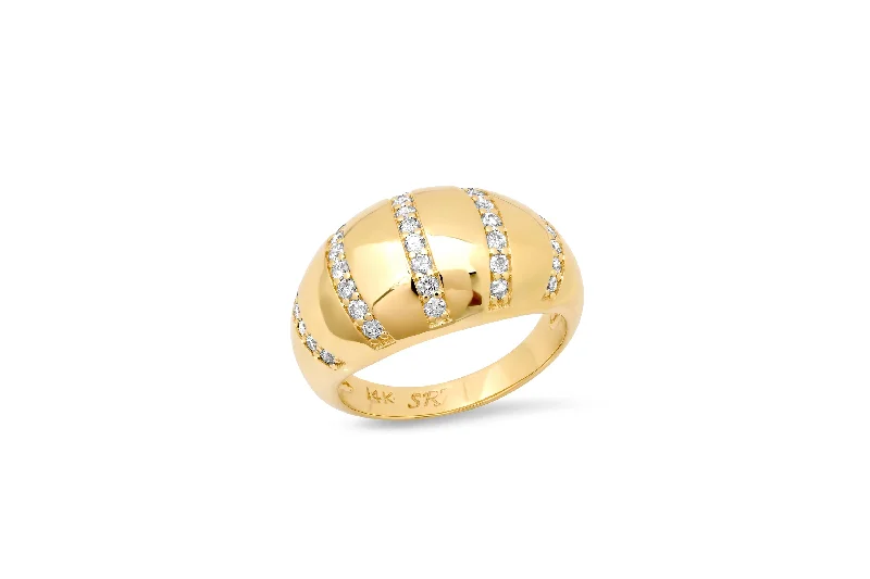 High-End Sparkle, Low-End Prices – Shop Now Diamond Stripe Domed Ring