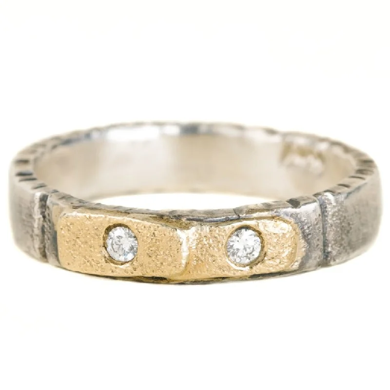 Best Jewelry Sale Prices – Limited-Time Offer Double Tab Band - 18ky Gold, Silver + Reclaimed Diamonds