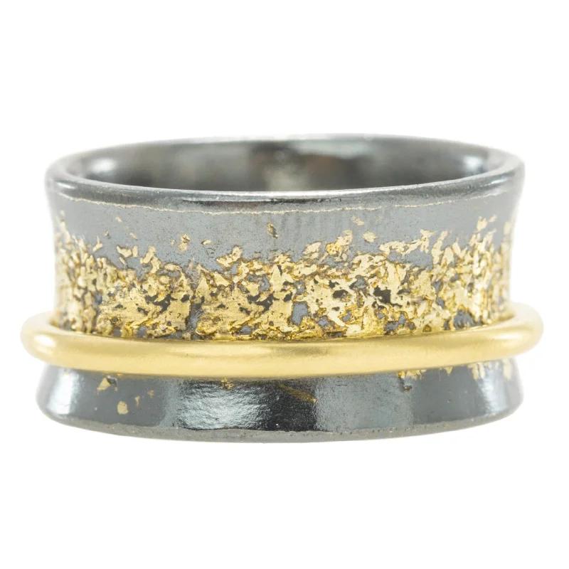 Shop Stylish Jewelry Now And Save Big Dusted Spinner Ring 18k/22k, Oxidized Silver