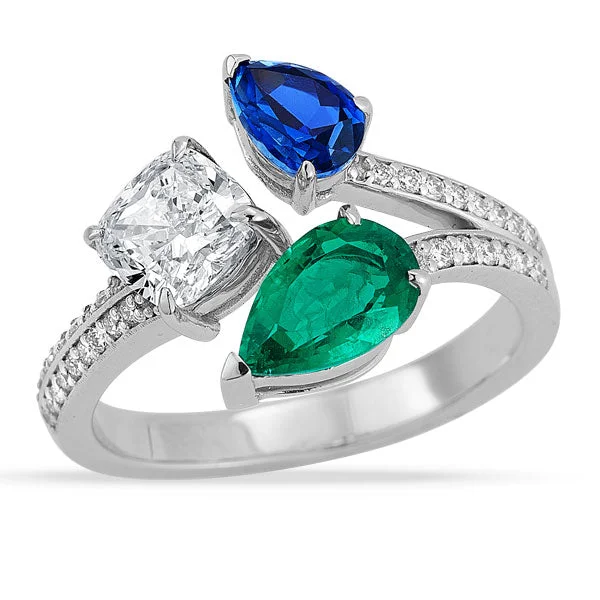 Exclusive Jewelry Offers – Shine For Less Grown Diamond and Multi-Gemstone Cocktail Ring in 14K White Gold