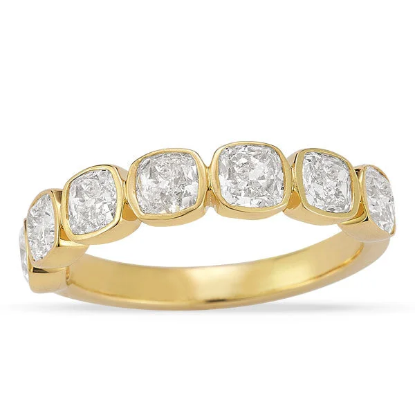 Handcrafted Jewelry Sale – Unique Designs At Low Prices Grown Diamond Cushion Bezel Band in 14K Yellow Gold