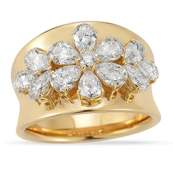 Discounted Jewelry For A Glamorous Look Grown Diamond Floral Cocktail Band in 14K Yellow Gold