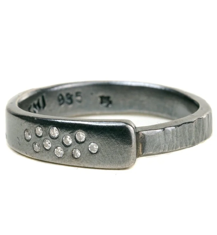 Trending Jewelry Styles Now At Limited-Time Discounts Luxe Aspen Band - Oxidized Silver + Reclaimed Diamonds