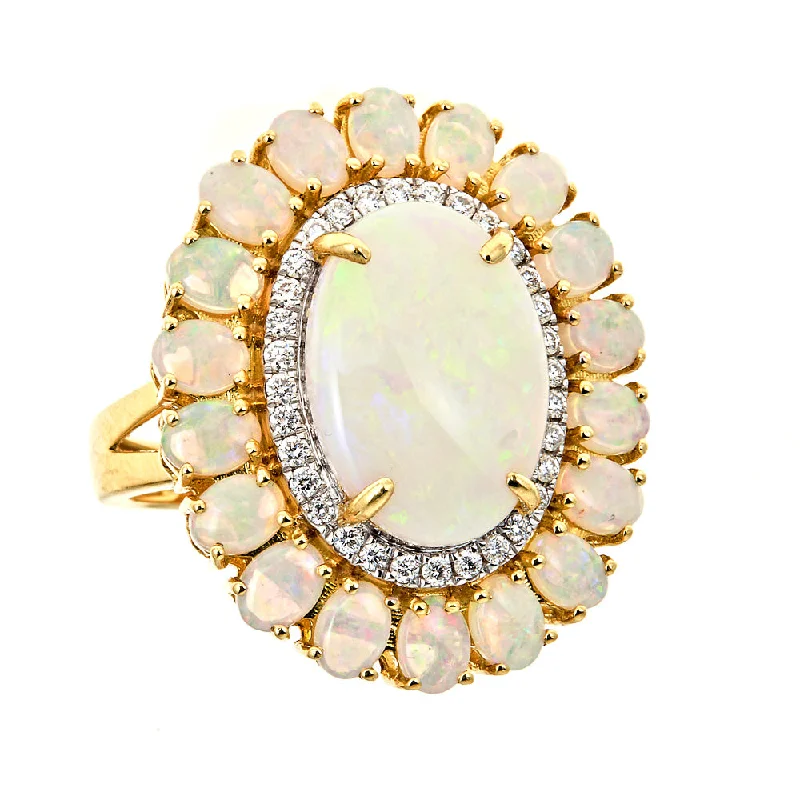 Discounted Jewelry For A Glamorous Look Pave Diamond Opal Ring