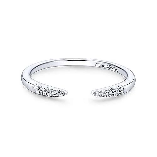 Jewelry Deals That Outshine The Rest Open Diamond Tipped Stackable Ring in 14K White Gold