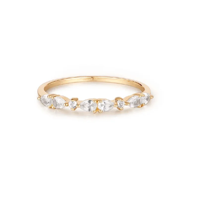 Must-Have Jewelry At Unbelievable Discounts Pear and Round White Sapphire Half-Eternity Ring