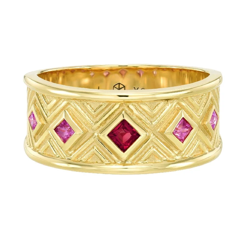 Bestselling Jewelry Now On Sale – Elevate Your Look Pure Energy Band in Red Pink Sapphires - 18k Gold + Sapphires