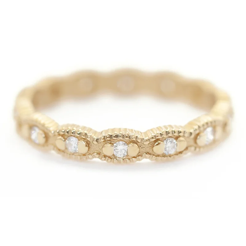 Limited-Time Jewelry Sale – Don't Miss Out On Dazzling Discounts Ribbed Scallop Band - l8k Yellow Gold + Diamonds (.2l ctw)