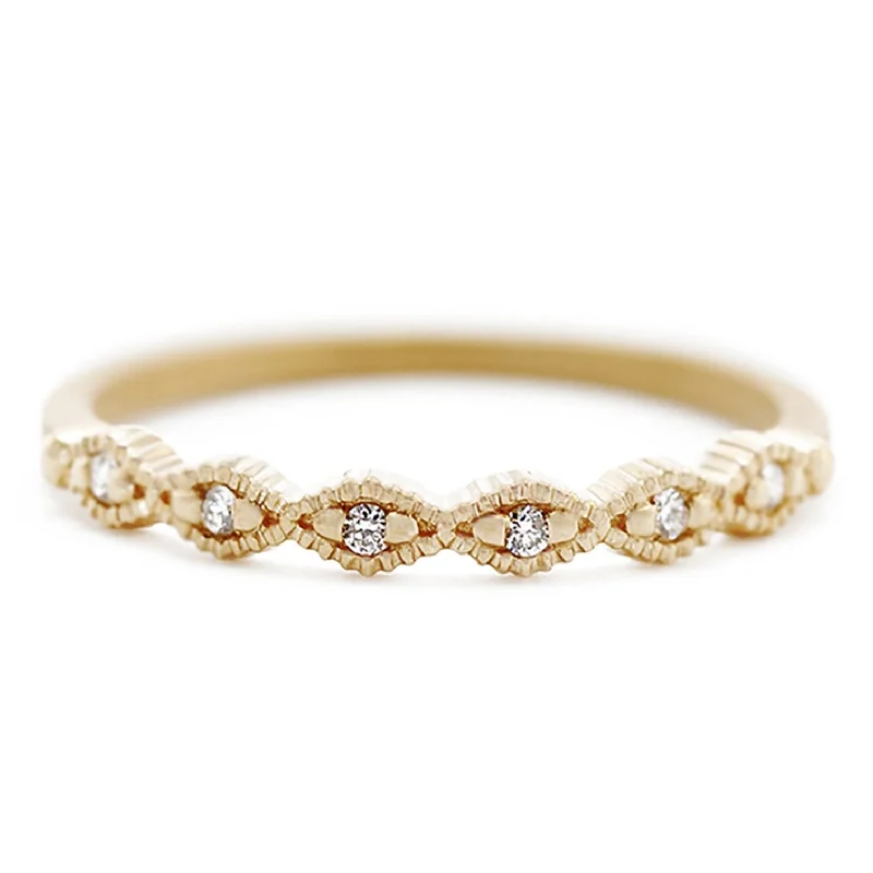 Flash Sale On Elegant Jewelry – Don't Miss Out Ribbed Triangle Thin Topper Band - 18k Yellow Gold + Diamonds (.06 ctw)