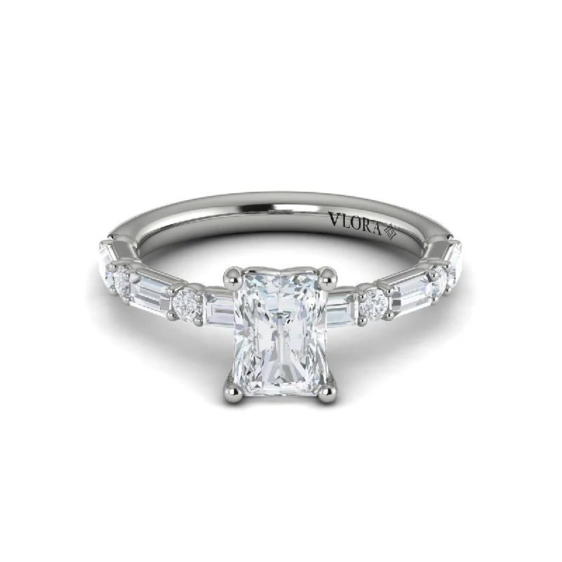 Don't Miss Out On Bestselling Jewelry At Special Prices Round and Baguette Engagement Ring in 14K White Gold