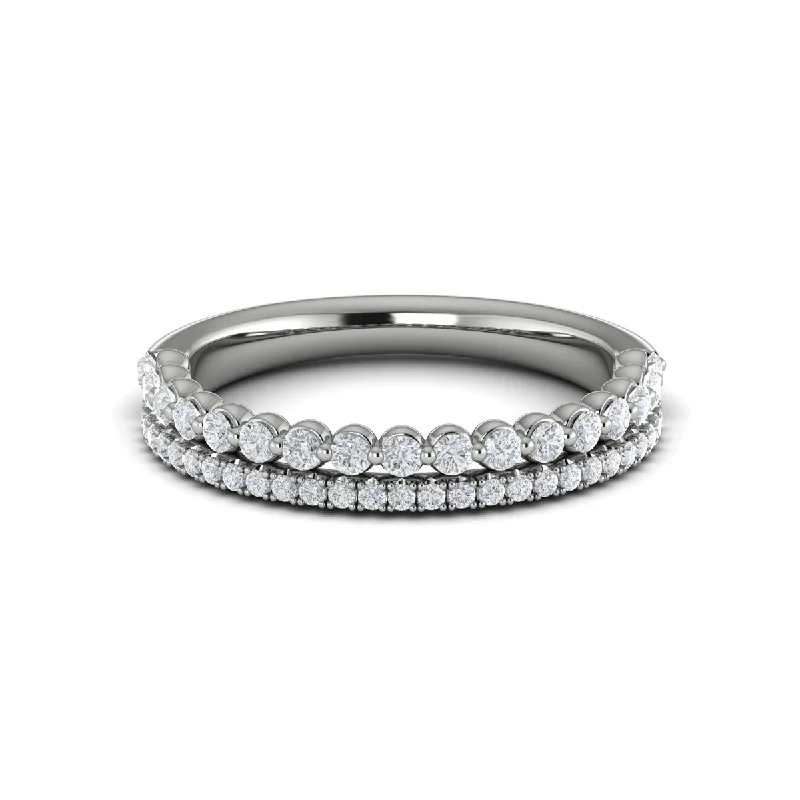 Once-A-Year Jewelry Sale – Grab Your Favorites Now Round Diamond Two Row Band in 14K White Gold