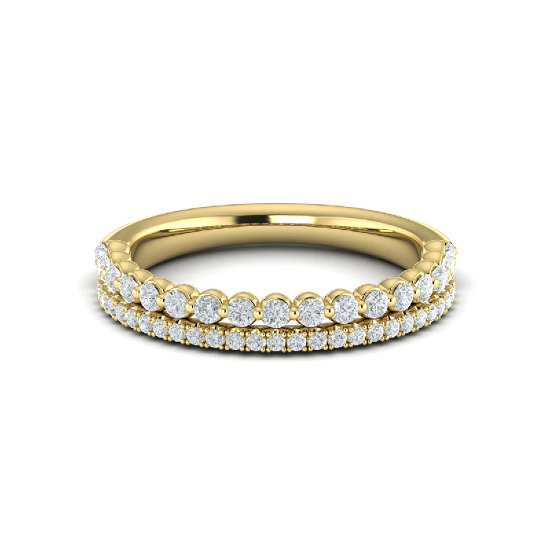 Flash Sale On Stunning Jewelry – Limited Stock Available Round Diamond Two Row Band in 14K Yellow Gold