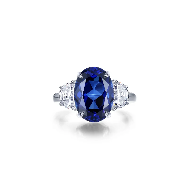 Flash Sale On Exquisite Jewelry – Don't Miss Out Simulated Diamond & Sapphire Cocktail Ring in Sterling Silver