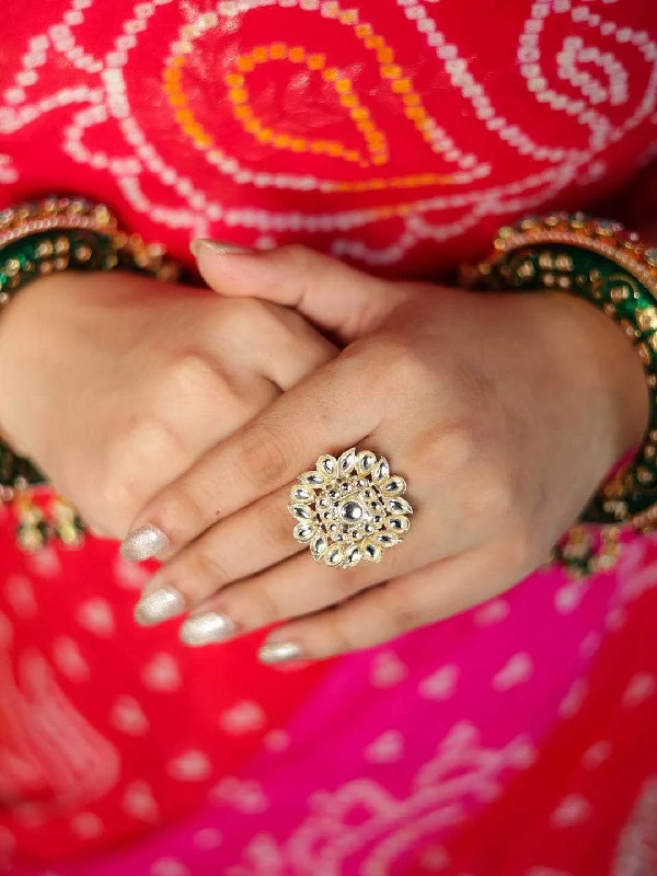 Exclusive Jewelry Offers – Shine For Less Square Dabi Kundan Ring