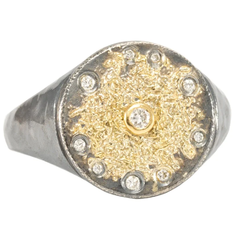 Shop Fine Jewelry With Amazing Deals Starburst Signet - 22ky, 18ky, Oxidized Silver + VS Diamonds