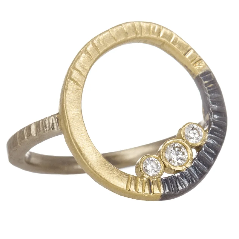 Premium Jewelry At Special Low Prices For A Limited Time Turning Aspen Ring- 18ky Gold, 14kpw Gold, Oxidized Silver + Reclaimed Diamonds