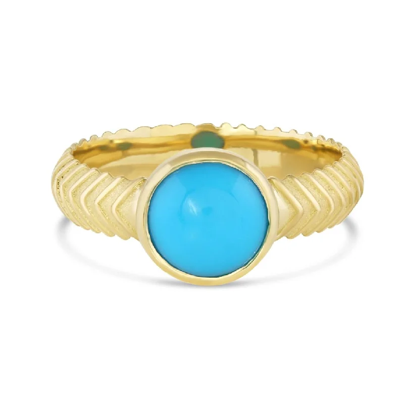 Buy More, Save More – Special Jewelry Discounts Turquoise Cab Ring - 18k Gold + Sleeping Beauty Turquoise