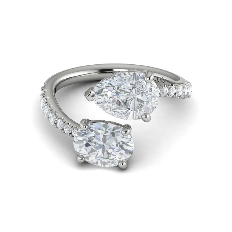 Handcrafted Jewelry Sale – Unique Designs At Low Prices Two Stone Bypass Engagement Ring in 14K White Gold