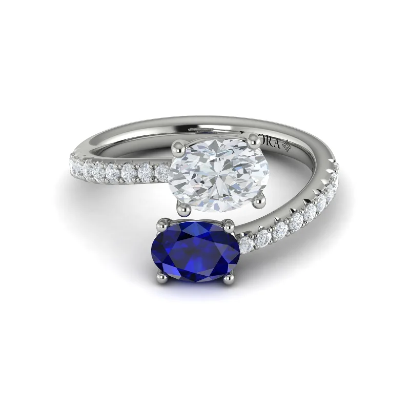 Fashion-Forward Jewelry At Incredible Prices Two Stone Sapphire Bypass Engagement Ring in 14K White Gold