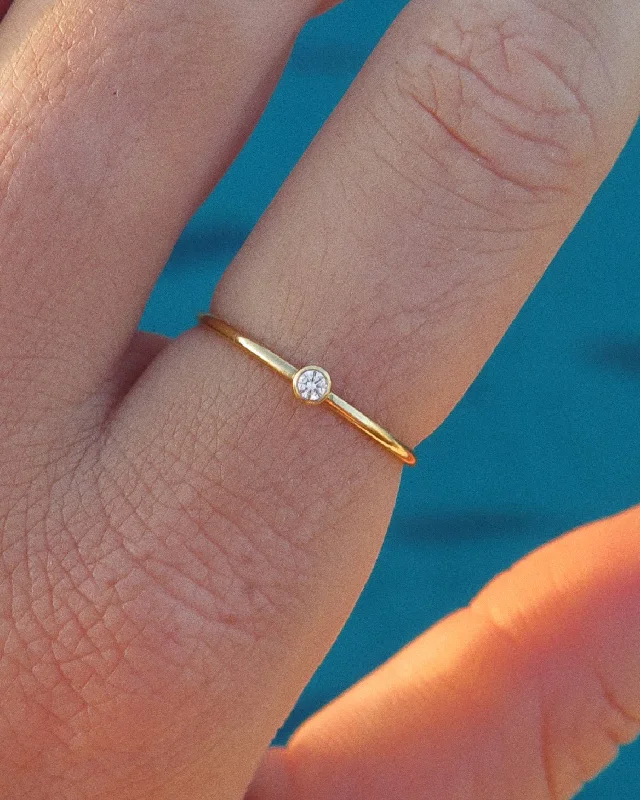Waterproof Stainless Steel Jewelry For Lasting Beauty White CZ Ring - 14k Yellow Gold Fill