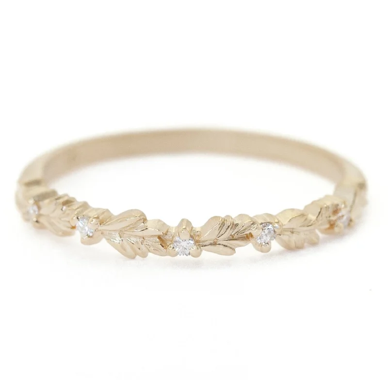 Limited-Stock Jewelry Sale – Shop Before It's Gone Wood Nymph Faye Slender Topper Band - 18k Yellow Gold + Diamonds (.04 ctw)