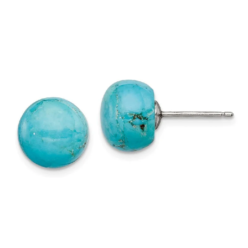 Flash Sale On Exquisite Jewelry – Don't Miss Out 10-10.5mm Button Turquoise Sterling Silver Stud Earrings