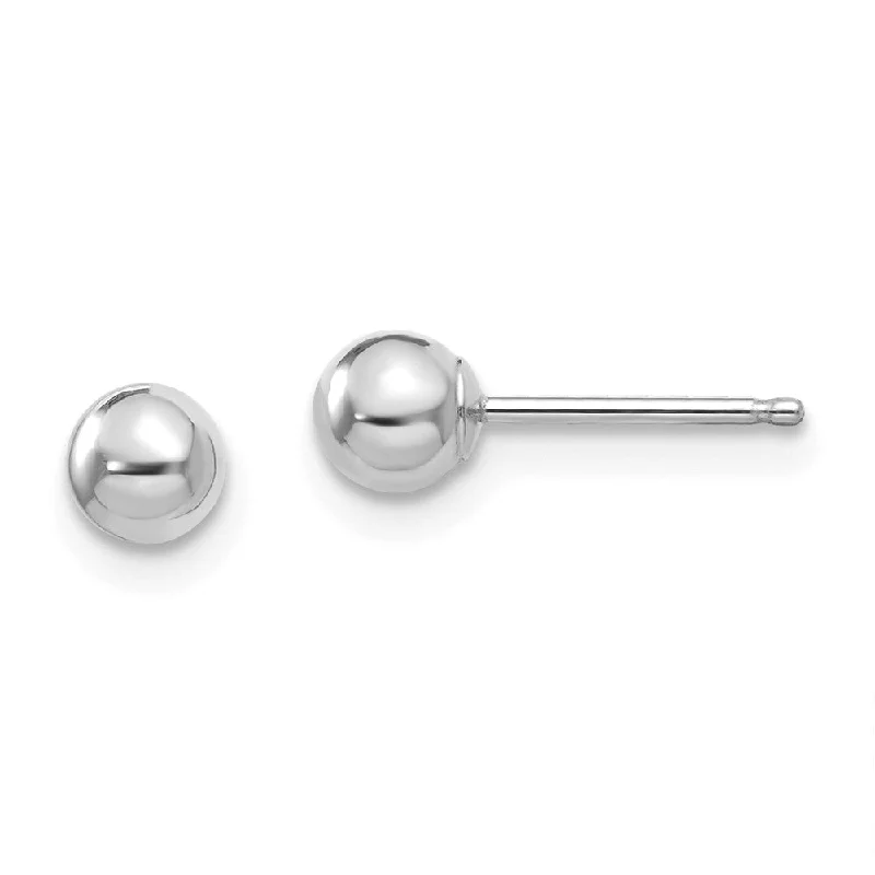 Best-Selling Jewelry Now Available At Special Deals 14k White Gold 4mm Polished Ball Silicone Push Back Stud Earrings