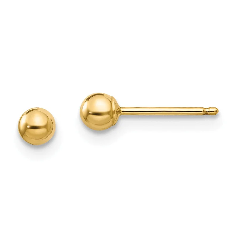 Holiday Jewelry Sale – Perfect Gifts At The Best Prices 3mm Polished Ball Silicone Back Stud Earrings in 14k Yellow Gold