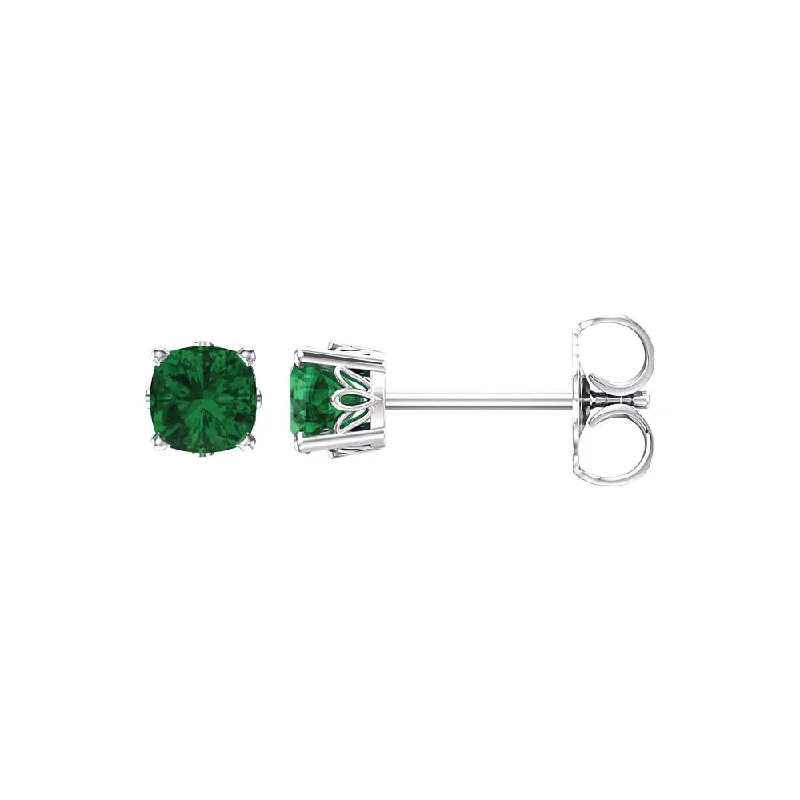 Must-Have Jewelry Pieces At Reduced Prices 4mm Cushion Lab Created Emerald 14k White Gold Stud Earrings