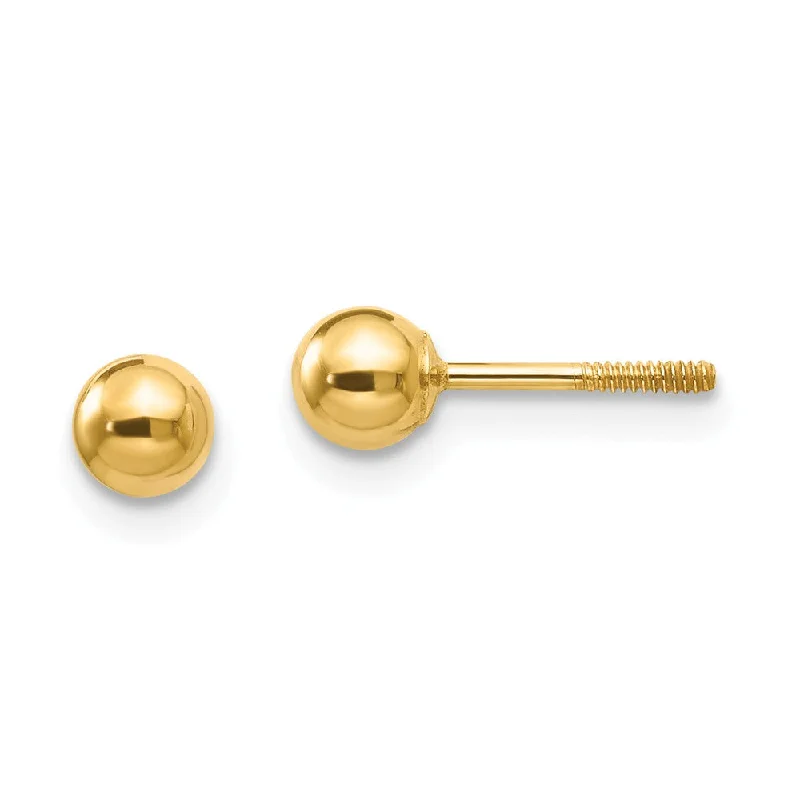 Premium Diamond Jewelry For Unforgettable Moments 4mm Polished Ball Screw Back Stud Earrings in 14k Yellow Gold