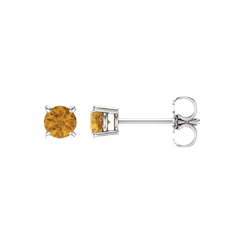 Stunning Statement Jewelry, Unbeatable Discounts 4mm Round Citrine Stud Earrings in 14k White Gold