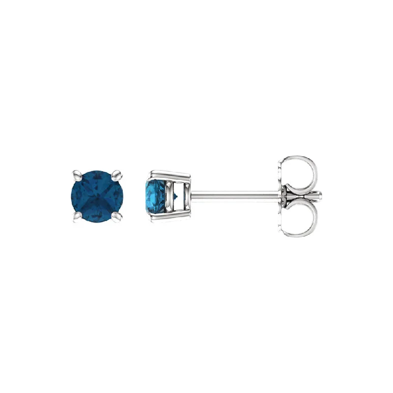 Once-A-Year Jewelry Deals – Shop Before They’Re Gone 4mm Round London Blue Topaz Stud Earrings in 14k White Gold