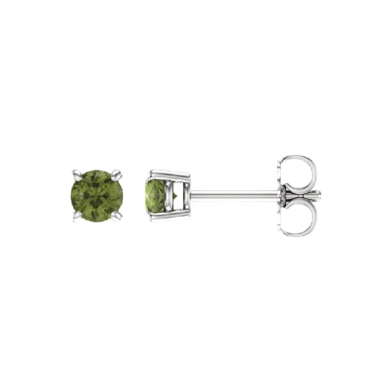 Clearance Sale On High-End Jewelry Collections 4mm Round Peridot Stud Earrings in 14k White Gold