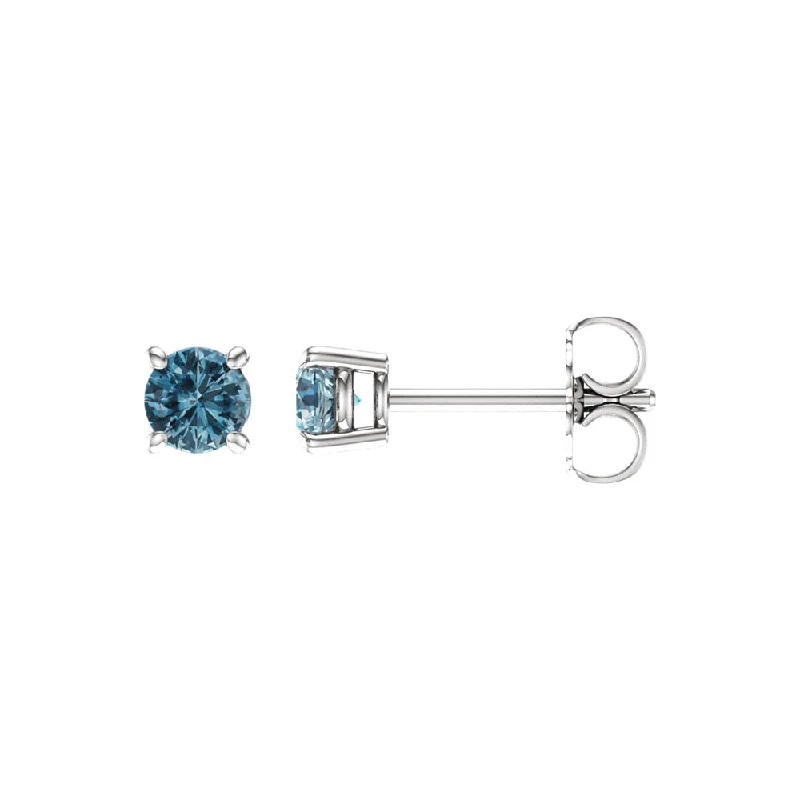 Exclusive Jewelry Bundles At Discounted Prices 4mm Round Sky Blue Topaz Stud Earrings in 14k White Gold