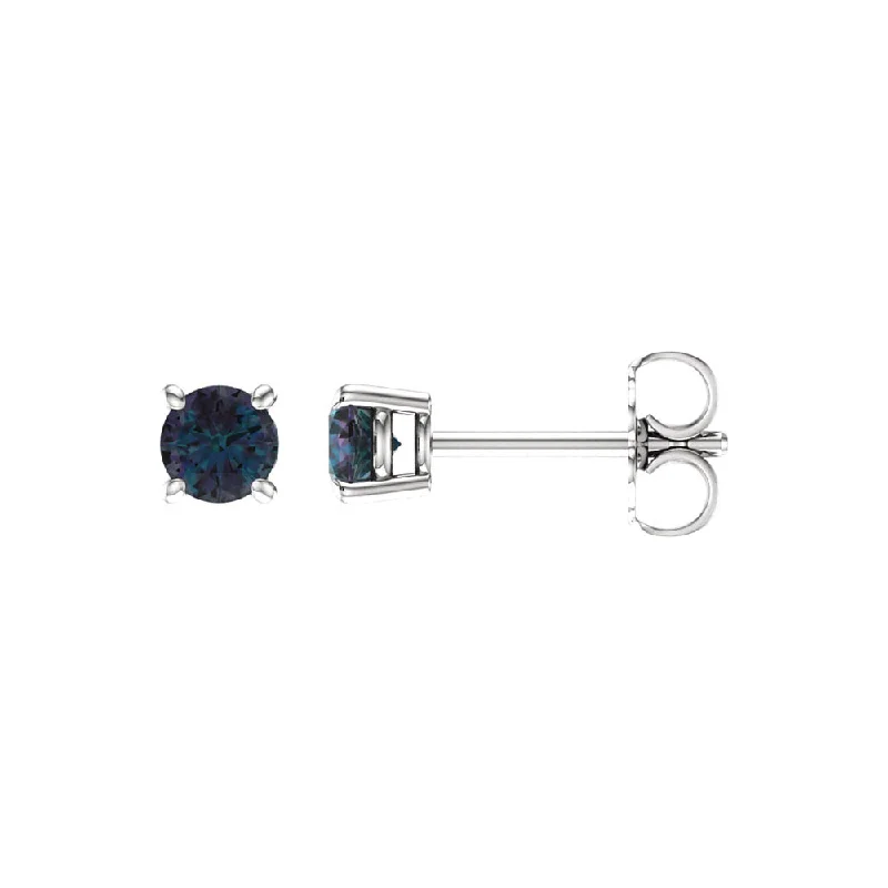 Elevate Your Jewelry Collection With Limited-Time Savings 4mm Stud Earrings in 14k White Gold with Lab Created Alexandrite