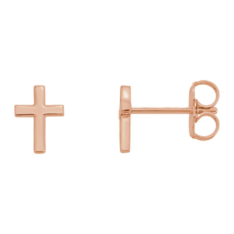 Unlock Unbeatable Jewelry Deals Before They’Re Gone 5.5 x 7.5mm (3/16 x 1/4 Inch) 14k Rose Gold Tiny Cross Stud Earrings