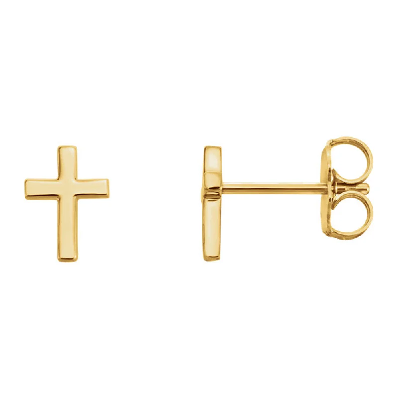 Flash Deals On Fine Jewelry – Shop Before It's Gone 5.5 x 7.5mm (3/16 x 1/4 Inch) 14k Yellow Gold Tiny Cross Stud Earrings