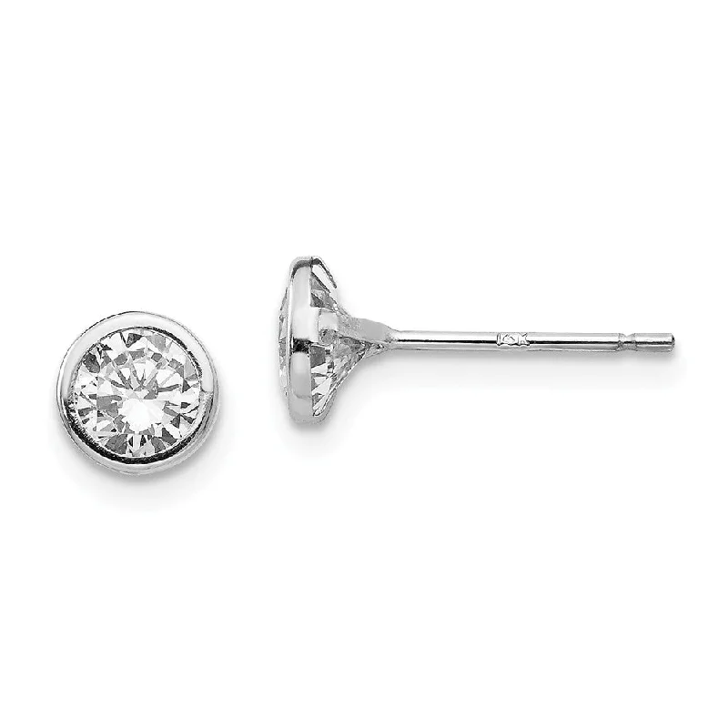 Affordable Glamour – Premium Jewelry For Less 5mm Bezel Set Cubic Zirconia Stud Earrings in 14k White Gold