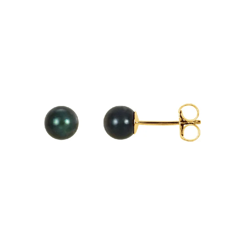 Exclusive Jewelry Discounts – Shop Now For Savings 5mm Black Akoya Cultured Pearl 14k Yellow Gold Stud Earrings