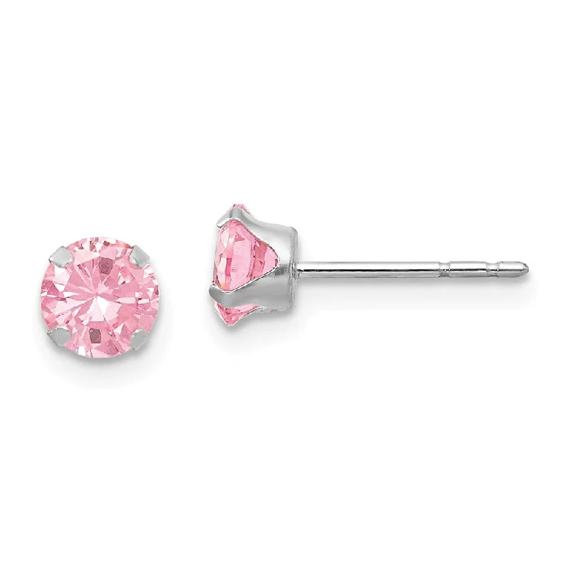 Luxury Jewelry Sale – Sparkle For Less 5mm Pink Cubic Zirconia Stud Earrings in 14k White Gold