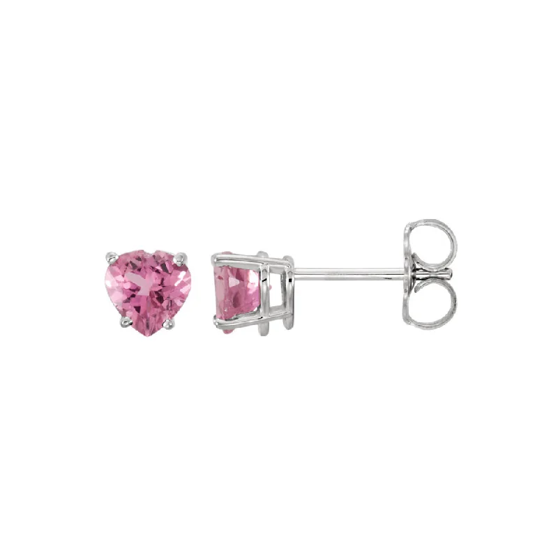 Timeless Elegance Now At Special Discounts 5mm Pink Tourmaline Heart Stud Earrings in 14k White Gold