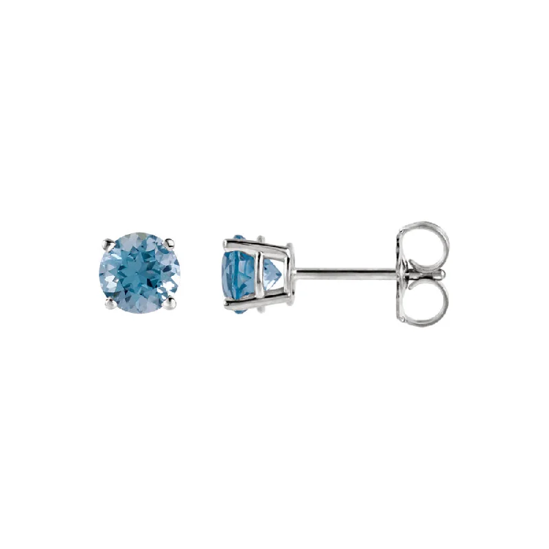 Shop Dazzling Rings, Earrings, And More At Special Discounts 5mm Round Aquamarine Stud Earrings in 14k White Gold