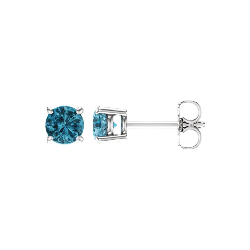 Limited-Time Jewelry Sale – Elegant Styles At Less 5mm Round Blue Zircon Stud Earrings in 14k White Gold