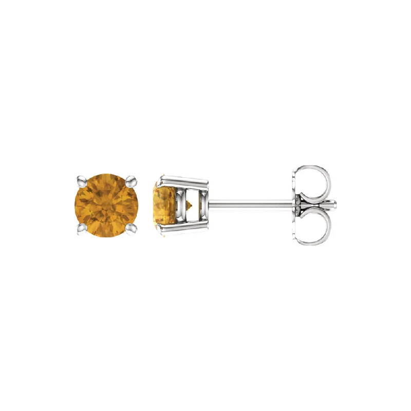 Timeless Elegance, Temporary Discounts – Act Fast 5mm Round Citrine Stud Earrings in 14k White Gold