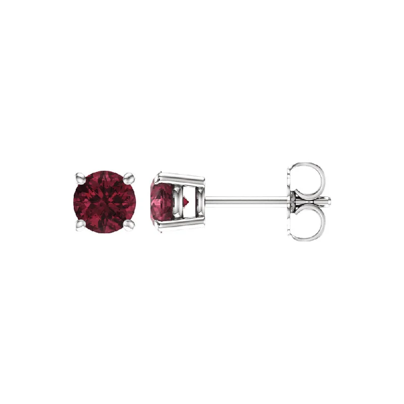 Buy More, Save More On Stunning Jewelry Pieces 5mm Round Mozambique Garnet Stud Earrings in 14k White Gold