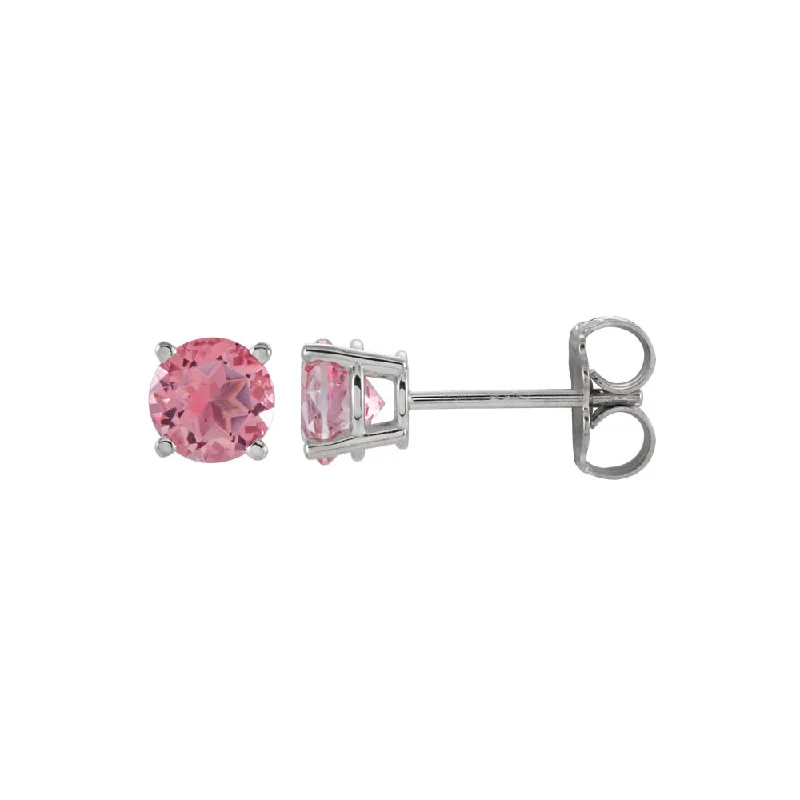 Seasonal Jewelry Sale – Upgrade Your Collection 5mm Round Pink Tourmaline Stud Earrings in 14k White Gold