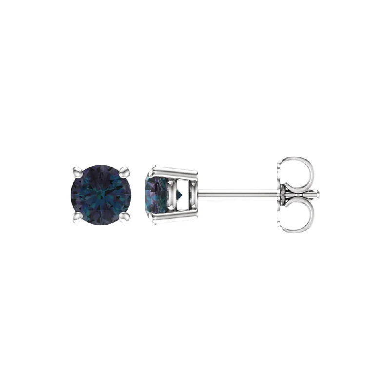 Bold And Beautiful Jewelry Now At Irresistible Prices 5mm Stud Earrings in 14k White Gold with Lab Created Alexandrite