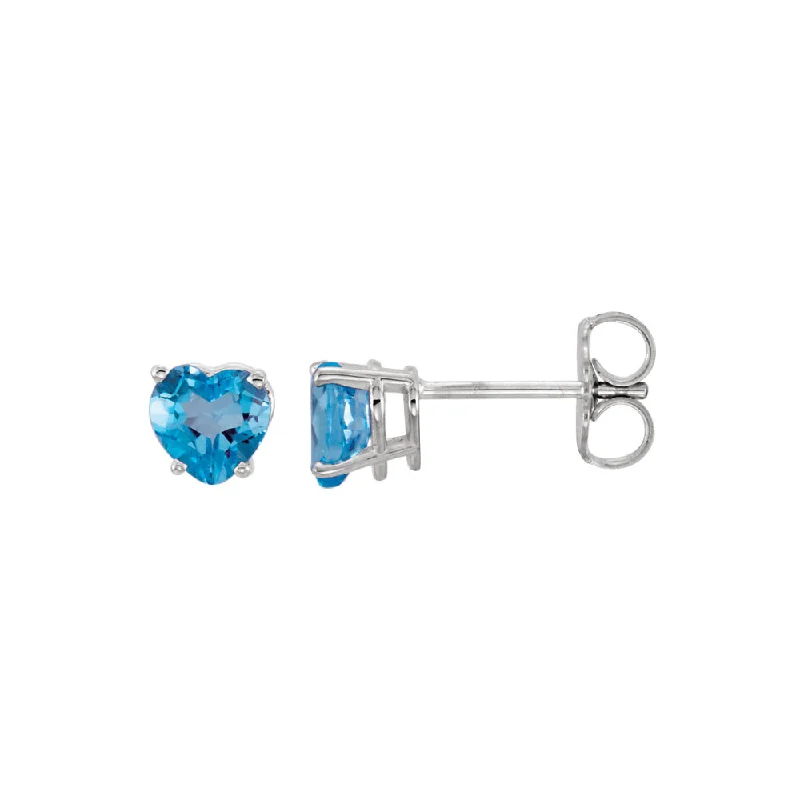 Don't Miss These Dazzling Jewelry Discounts 5mm Swiss Blue Topaz Heart Stud Earrings in 14k White Gold